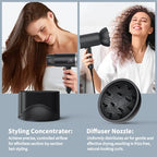 Ionic Hair Dryer with Diffuser (Sliver/Matte Black)