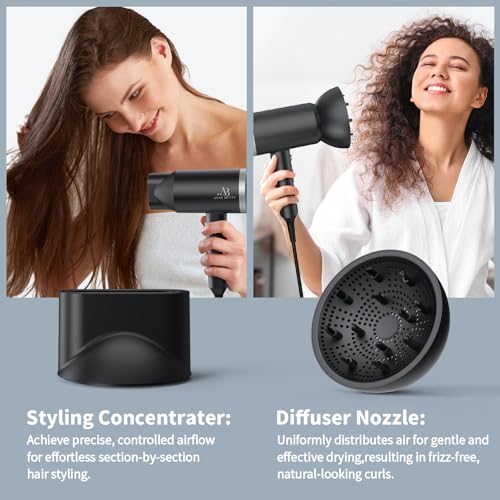 Ionic Hair Dryer with Diffuser (Sliver/Matte Black)