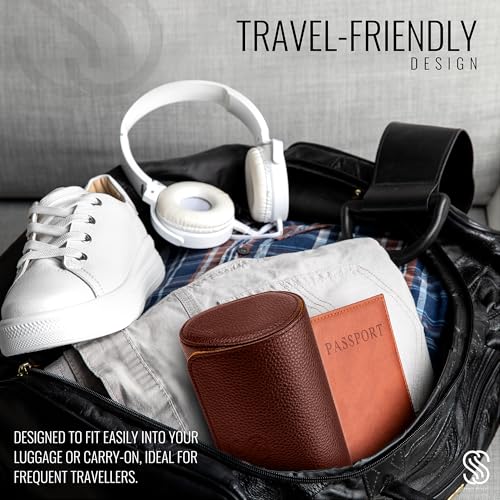 2 Watch Travel Case for Men (Brown & Caramel / 2 Watch Case)