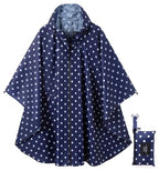 Rain Poncho Jacket Coat Hooded Zipper Style for Women (One Size / Blue-dot)