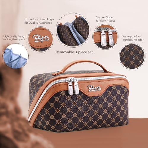 Travel Makeup Bag Cosmetic Bags for Women (A-1-Coffee)