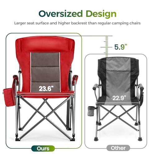 Oversized Camping Chair for Adult Lawn Chair for Outdoor Camping (Red-2)