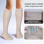 Cotton Compression Socks for Women&Men 20 (2 Pairs-grey&beige / Small-Medium)