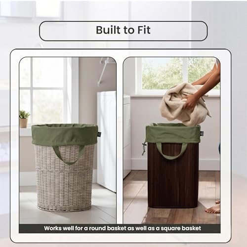 LFH Home Large Premium 1pack Cotton Rich Canvas Laundry Bag with Drawstring and Handles Heavy Duty (18"x26" / Military Green)