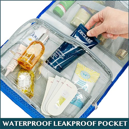 Travel Hanging Toiletry Bag for Women Men (Blue / Large)