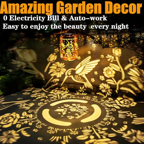 Solar Lanterns Outdoor Waterproof (hummingbird and rose)