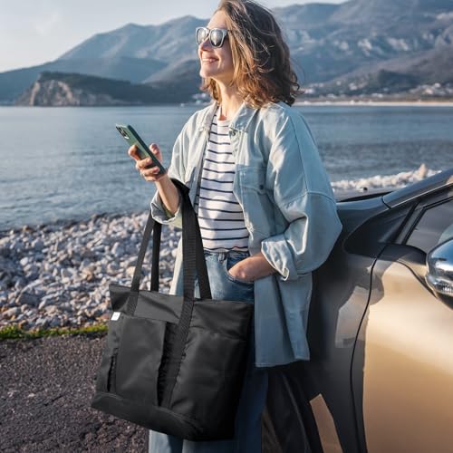 Beach Bag Waterproof Beach Tote Pool Bags for Women (Black / 35L)