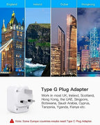 US to UK Ireland Travel Plug Adapter (Type G - UK Ireland)