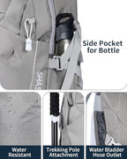 Hiking Backpack 40L Lightweight Waterproof Daypack for Men Women Outdoor Camping Mountaineering Trekking Travel Bag (Grey)