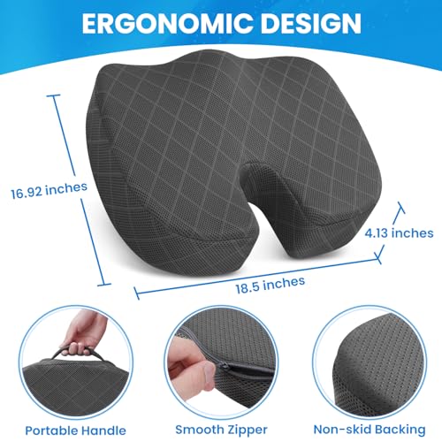 Seat Cushion for Office Chair (XX-Large / Grey)