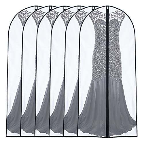 Garment Bags for Hanging Clothes 24"x 60" Coat Covers for Closet Foldable Washable Dress Bags for Hanging Clothes for Long Dress Dance Costumes Suits Gowns Coats (Black / 24''X60'')