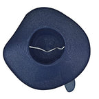 Women Wide Brim Bow Straw Hat Floppy Foldable Beach Sun Hat Roll up Cap UPF 50+ (Big Bow / Navy 5.9" Brim, 1 Pack)