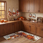 10 Pcs Fall Pumpkin Kitchen Decor Set Kitchen Towels Pot Holders Oven Mitts and Rugs Set Thanksgiving Towels for Baking Cooking BBQ Autumn Home (Dark Orange / Football)