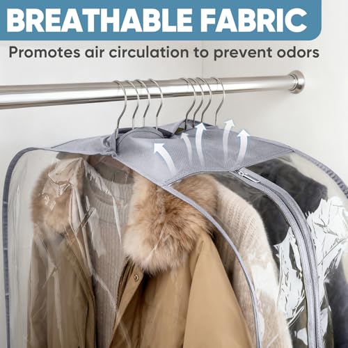 3PK Clear Garment Bags for Hanging Clothes (60" 10.5" Wide 3PK / Clear)