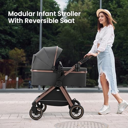 2-in-1 Convertible Baby Stroller for Newborn to Toddler (Copper)