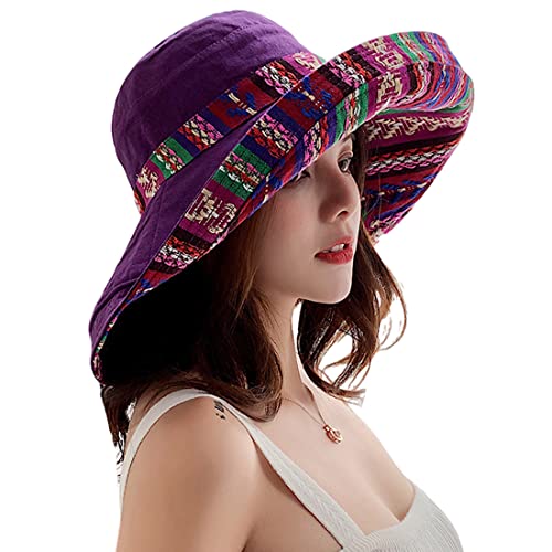 Women Summer Wide Brim Sun Hat Bucket Fishing Hats UV Protection (Medium / Qf001-zise)