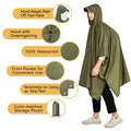 Reusable Rain Poncho for Adults (One Size / Green B)