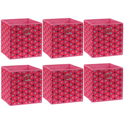 10 Inch Foldable Cube Storage Bins with Handles (6 Pack - 10" x 10" x 10" / Pink)