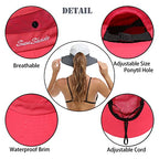 Womens Summer Sun Hat Beach Hat Wide Brim Outdoor UV Protection Hat Foldable Cool Mesh Ponytail Bucket Hat (6-7 / Watermelon Red))