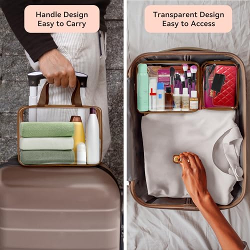 10 PCS Clear Travel Bags for Toiletries (Coffee)