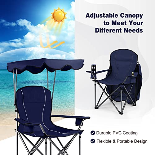 Folding Camping Chair with Canopy (Navy)