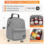 Insulated Lunch Box for Kids and Adults (Heather Gray)