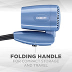 Conair Travel Hair Dryer with Dual Voltage, 1600W Compact Blow Dryer with Folding Handle, Blue (Pack of 4)