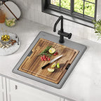 Bellucci 18 inch Granite Workstation Drop In Top Mount Single Bowl Kitchen Sink in Metallic Grey with Accessories (18 Inch / Gray)