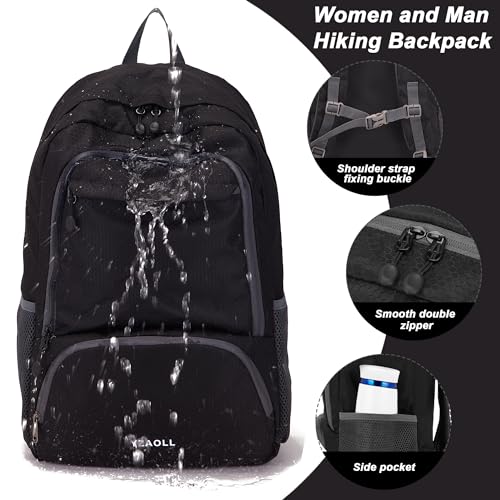 30L Hiking Backpack Lightweight Day Packs (E-black)