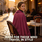 Apear 16-in-1 Compact Travel Blanket with Bag, Soft Bamboo Airplane Blanket (Burgundy/Black)