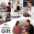 Makeup Bag with LED Lighted Mirror 12.2 IN Cosmetic Train Case Double Layer (12.2 Inch Red / 0-Double Layer)