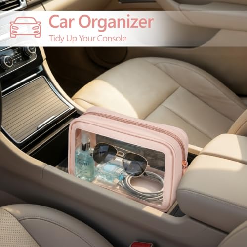 Clear Makeup Bag (2 Pack Pink / Hybrid Traveler (1 Large & 1 Medium - Soft))