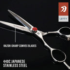 Tokko Katana Classic Lefty Shears Professional Razor Edge 440C Japanese Stainless Steel Left Handed Haircutting Scissors 6.5" Barber Shears With Adjustment Screw and Leather Case