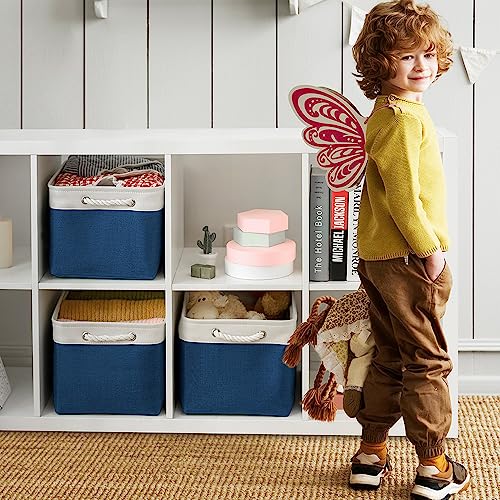 Organization and Storage for Organizing (White & Blue / 3PCS/Large Cube - 16L×12W×12H)