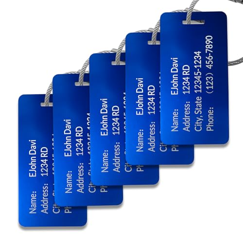 5Pack) Custom Personalized Luggage Tags-Customized Unique tag for Suitcase Backpack Travel,Bags (Blue (3.8×2)) (Blue (3.8×2))