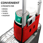Luggage Travel Cup Holder Free Hand Drink Carrier (No Hook & Loop: Red)