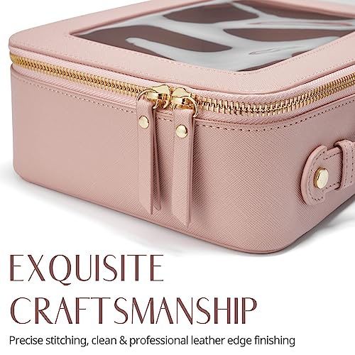 Clear Makeup Case Set Pink Toiletry Bag Travel Large Clear Cosmetic Bag with Zipper (Mauve / Large Luxe)
