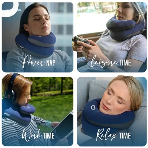 Travel Neck Pillow for Airplane (Purple / Large)