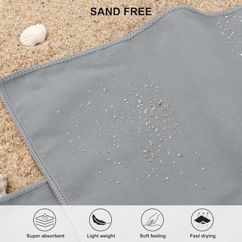Microfiber Towel Quick Dry Camping & Travel & Gym Towel. Compact (Gray / 24.00" x 12.00")