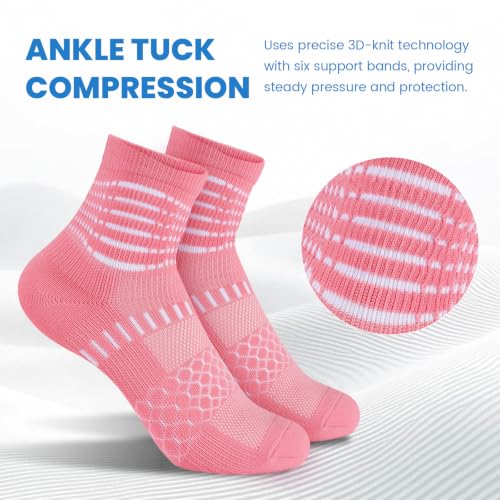 Ankle Compression Socks Women Men Plantar Fasciitis Relief 3 Pairs (Small / Macaron Pink+oatmeal+white-khaki(3 Pairs))