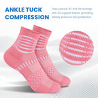 Ankle Compression Socks Women Men Plantar Fasciitis Relief 3 Pairs (Large / Macaron Pink+oatmeal+white-khaki(3 Pairs))
