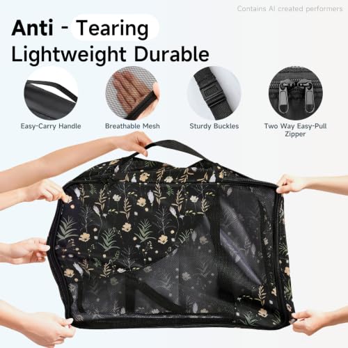 Packing Cubes for Travel (14 Black Flower)