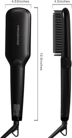 MEGAWISE Pro Ceramic Ionic Hair Straightener Brush for Home Salon | MCH Fast 20s Heating Tech with Auto-Off Safety | Anti-Scald with Universal Dual Voltage | Rotatable Power Cord (Black)