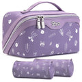 Travel Makeup Bag Cosmetic Bags for Women (L-3-Purple)