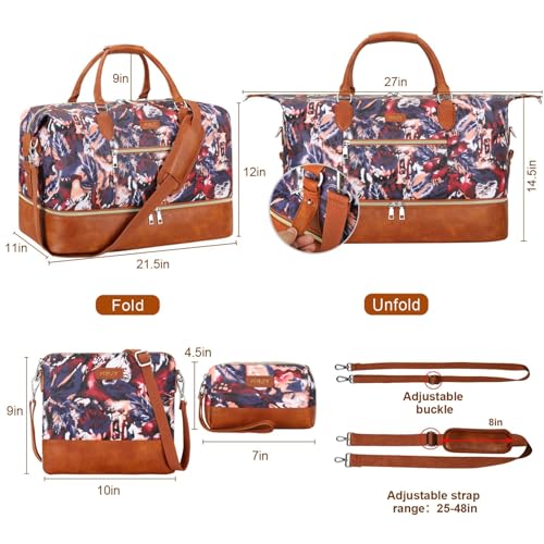 Weekender Bag for Women (Large / 8-Purple Leaf)