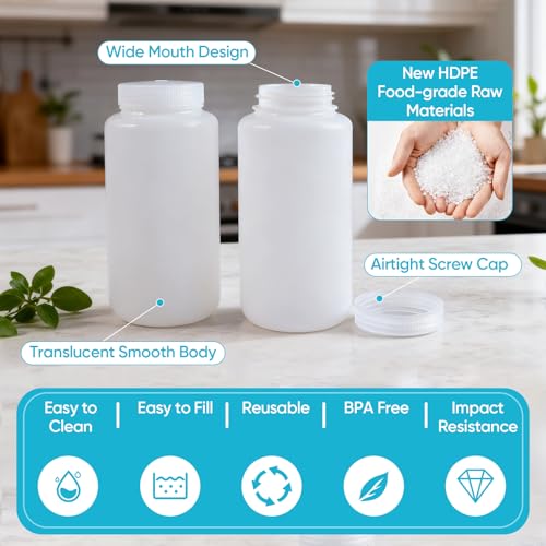 32 oz Plastic Bottles with Lids (Translucent / 32 oz)