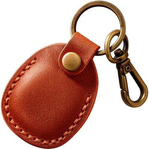 Genuine Leather AirTag Holder for Apple AirTag 1st 2nd Gen (Reddish Brown)
