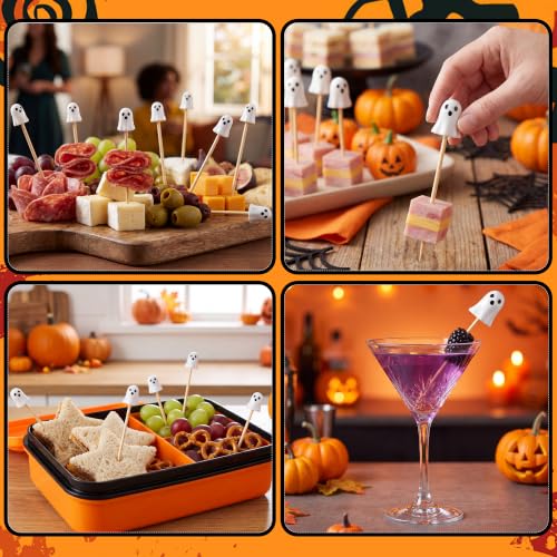 100 Pieces Halloween Toothpicks Boo Ghost Cocktail Picks (Ghost)