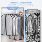 Garment Bags for Hanging Clothes 24"X48"Suit Bags for Closet Storage Plastic Waterproof Suit Cover Bags with Zipper for Suit (Black / 24''X48'')