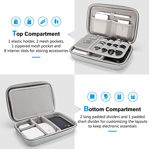 Hard Travel Electronic Organizer Case for MacBook Power Adapter Chargers Cables Power Bank Apple Magic Mouse Apple Pencil USB Flash Disk SD Card Small Portable Accessories Bag (Grey / Large - 9.9 x 6.3 x 2.6 Inch)